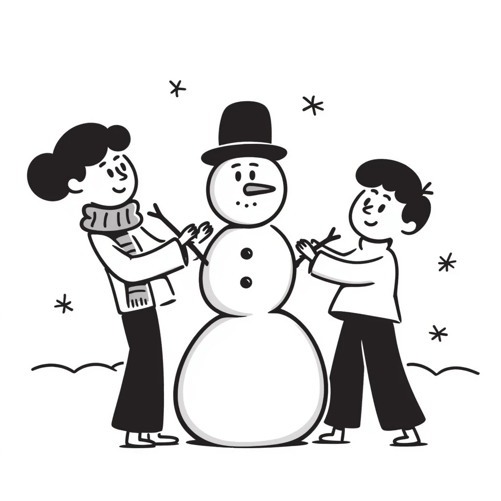 people making a snowman emoji