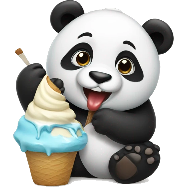 Panda eating ice cream emoji
