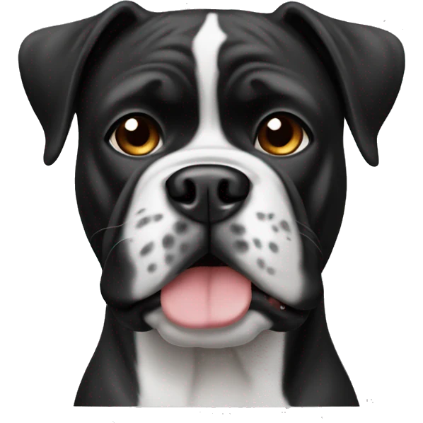 black and white boxer dog  emoji