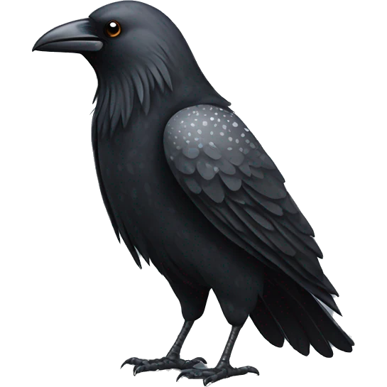 Full size single crow with gray speckles in feathers. Turning his head 180 degrees emoji