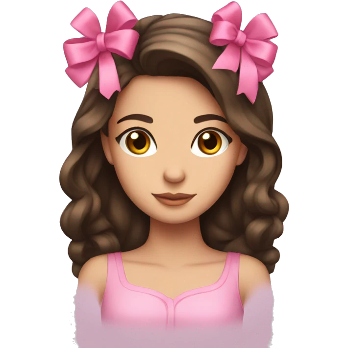 pretty brunette girl with a pink bow in her hair  emoji