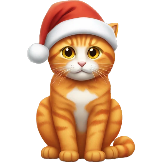 Orange cat wearing Santa hat emoji