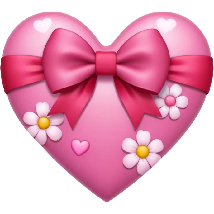 heart with flowers, pink bow with heart pattern on the bow emoji