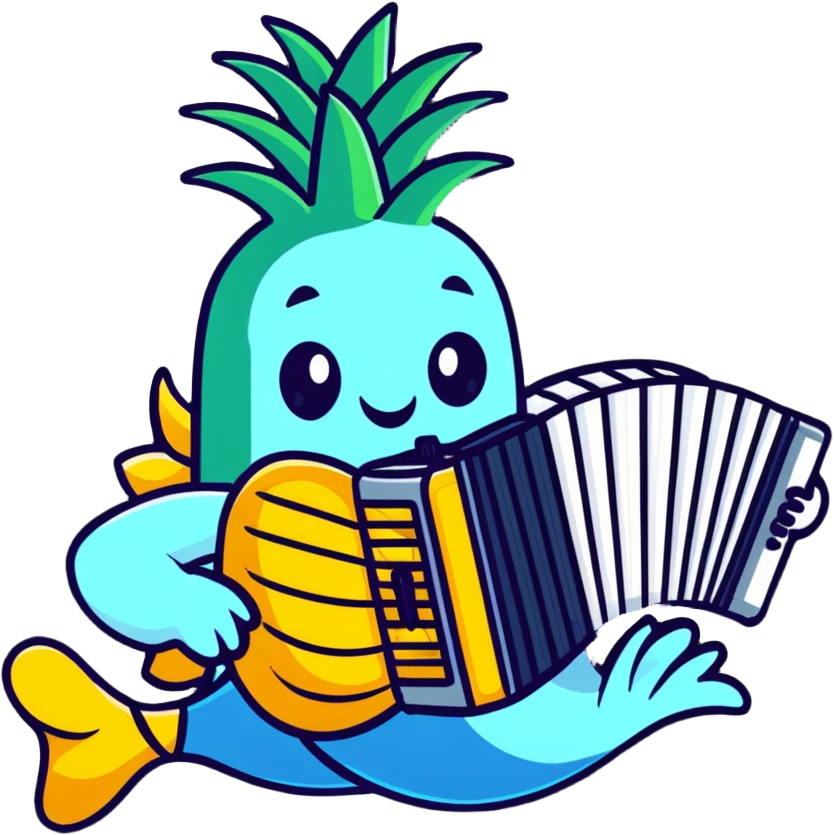 half-ghost half-pineapple playing accordion underwater emoji
