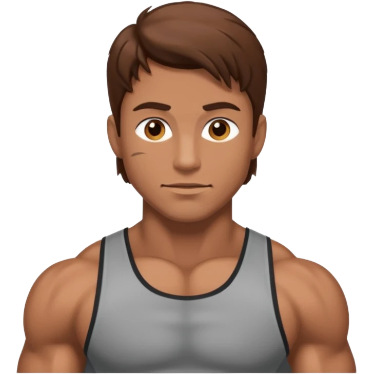 man with brown hair who is strong emoji