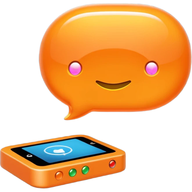 Orange chat bubble with the image of CNC controller inside emoji