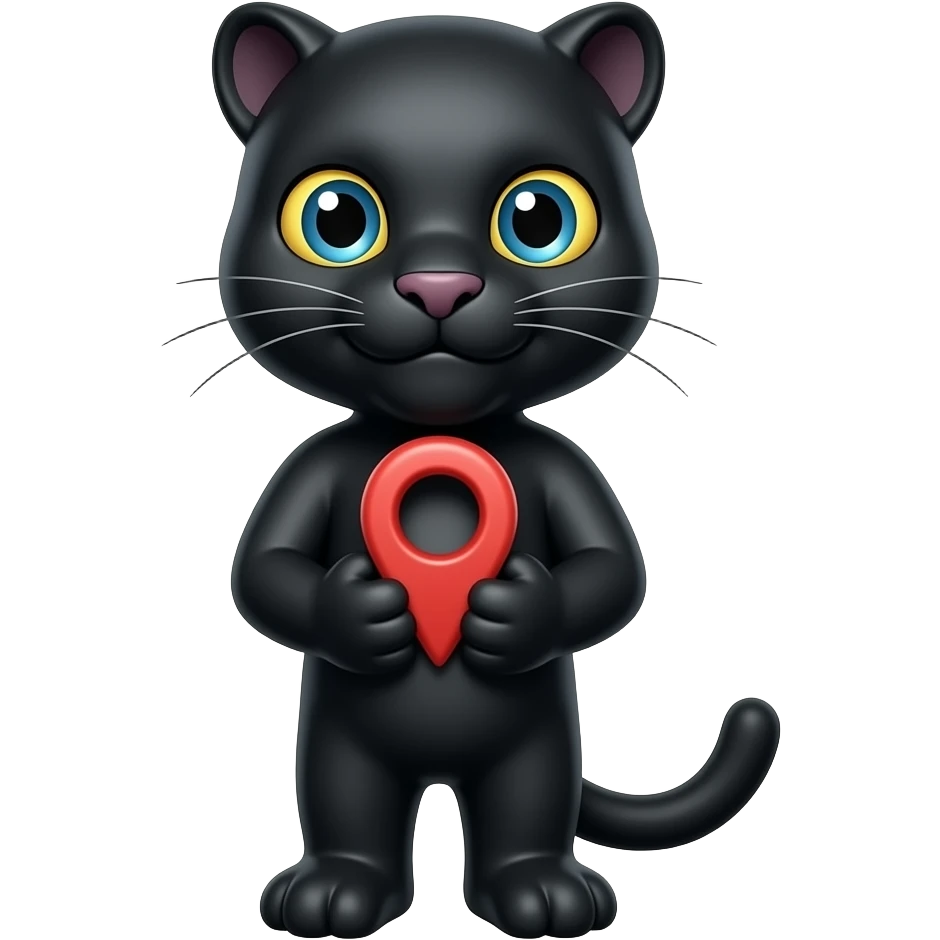 Black panther holding a location pin in its hands emoji