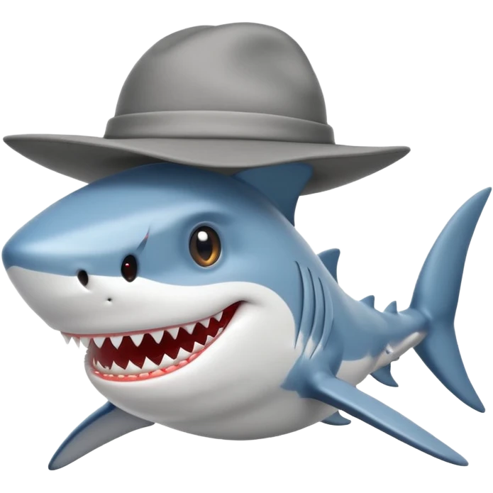 shark wearing a hat emoji
