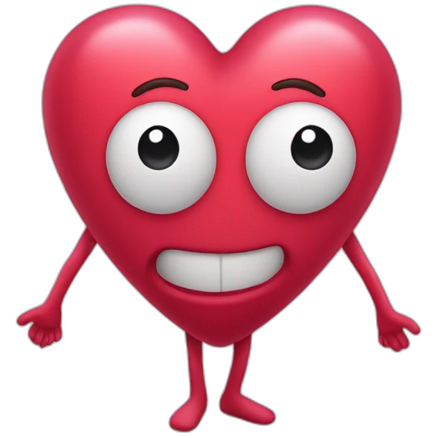 Heart-shaped face with arms and legs coming out of it emoji
