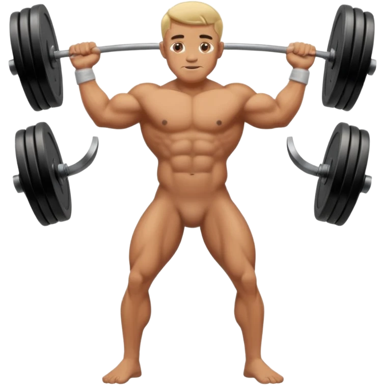 a full view of a naked man weightlifting emoji