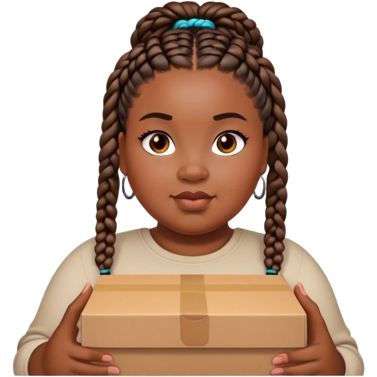 fat black girl with box braids emoji