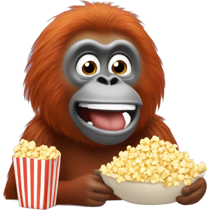 orangutan eating popcorn emoji