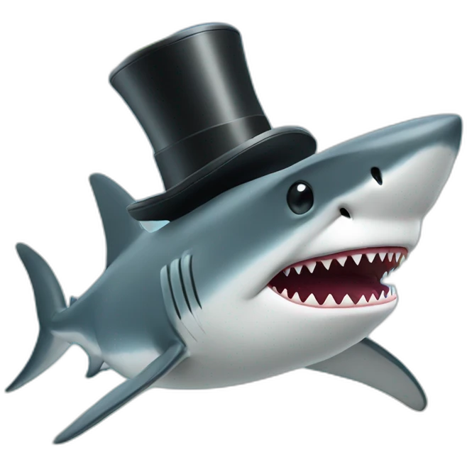 Shark with a top hat emoji