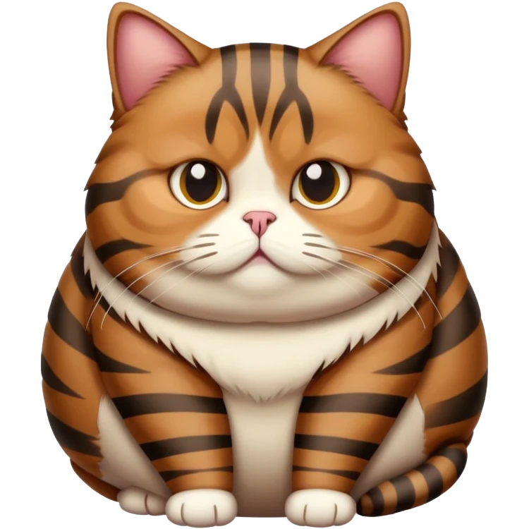 really obese brown with strips cat  emoji