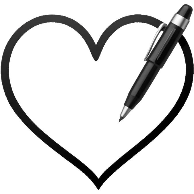 black ink pen stroke with heart shape emoji