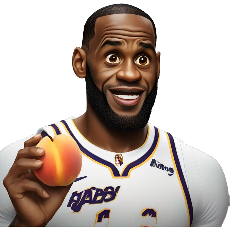 LeBron James eating a peach aggressively  emoji