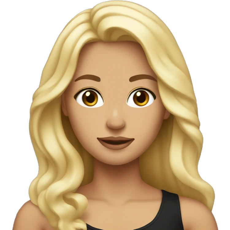 long blonde haired women with tan skin and black top emoji
