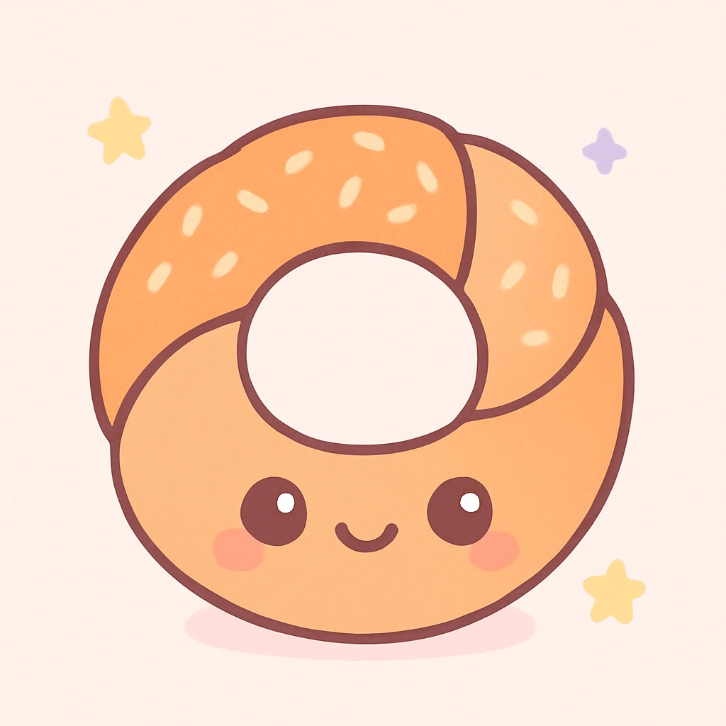 a simit, the Turkish sesame bread ring, cute cartoon style emoji