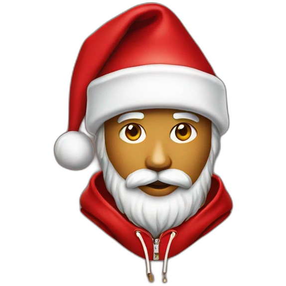 Santa clause wearing red louis vuitton x supreme collab hoodie emoji