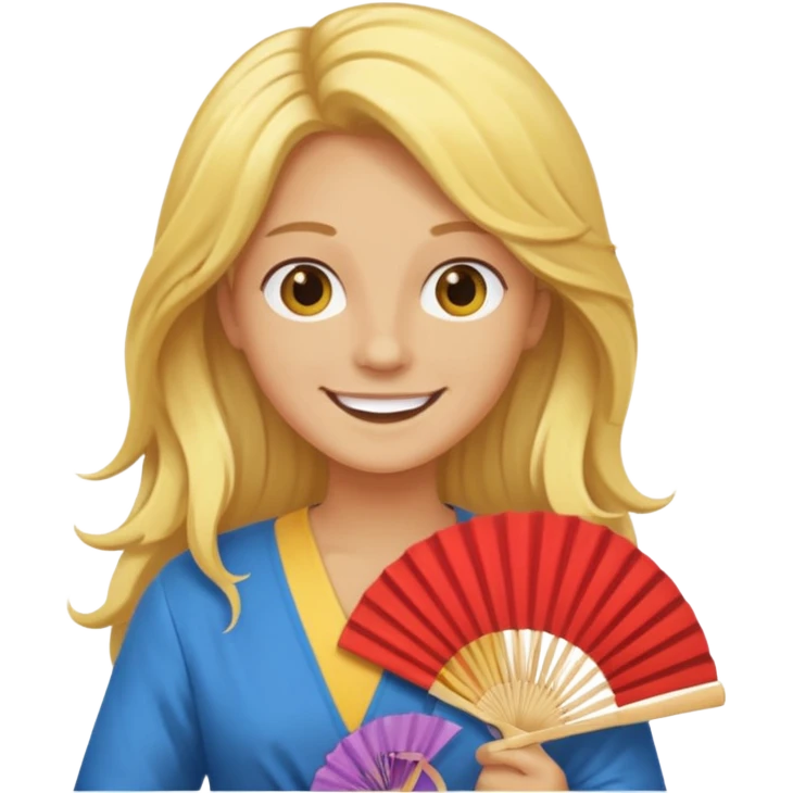 long yellow haired folding fan holder  emoji