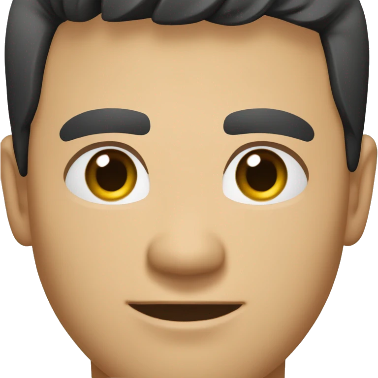 A head and shoulders shot of a 32 year old Asian man, with short black hair,   with brown eyes wearing a t-shirt. emoji