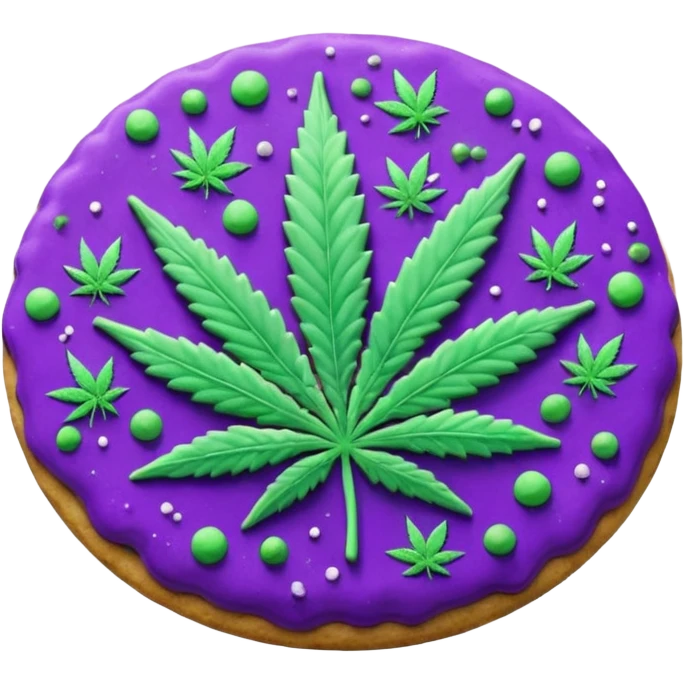 purple space cookies with cannabis leaf emoji