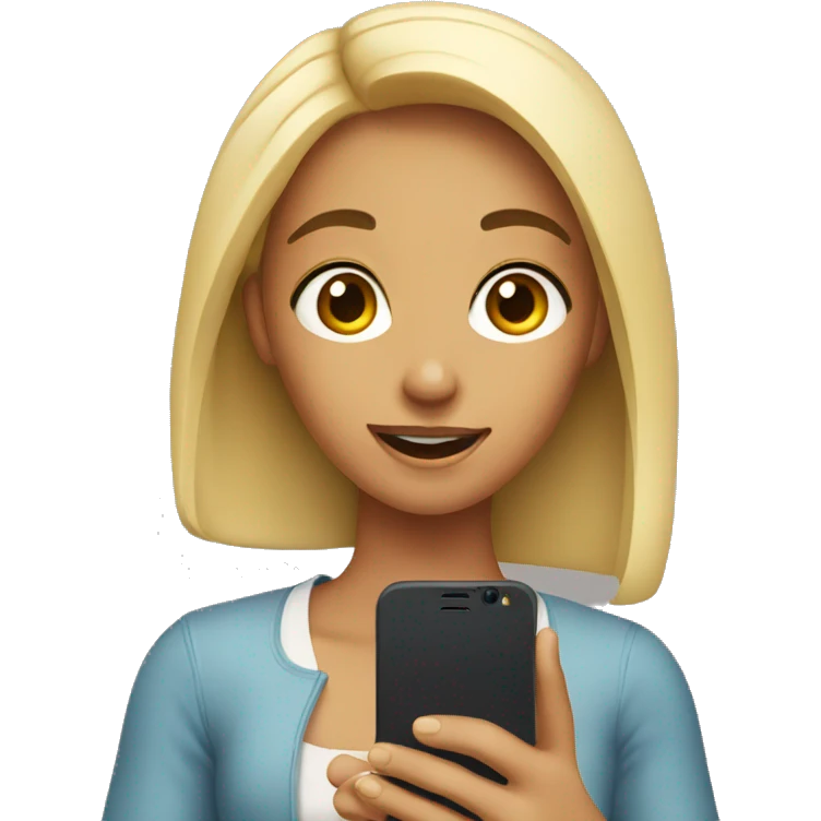 a girl with a phone making selfie emoji