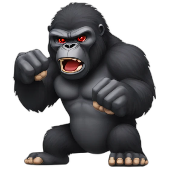 Angry Gorilla Red eyes fists up emoji