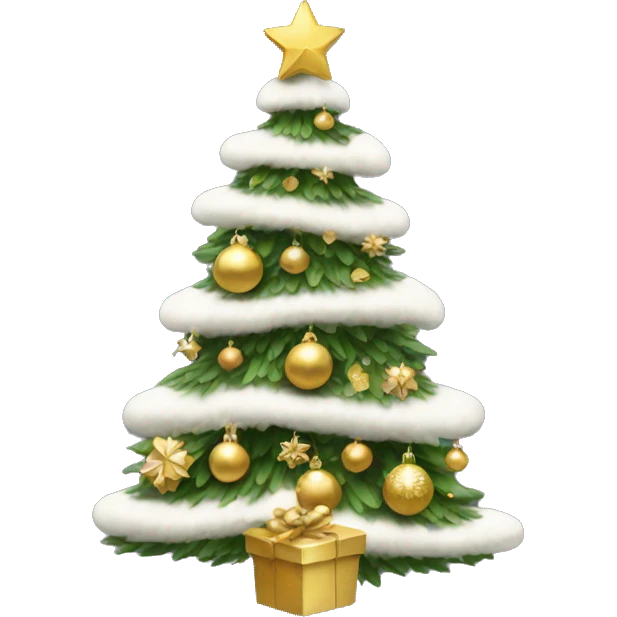 Christmas tree with white and gold decorations emoji