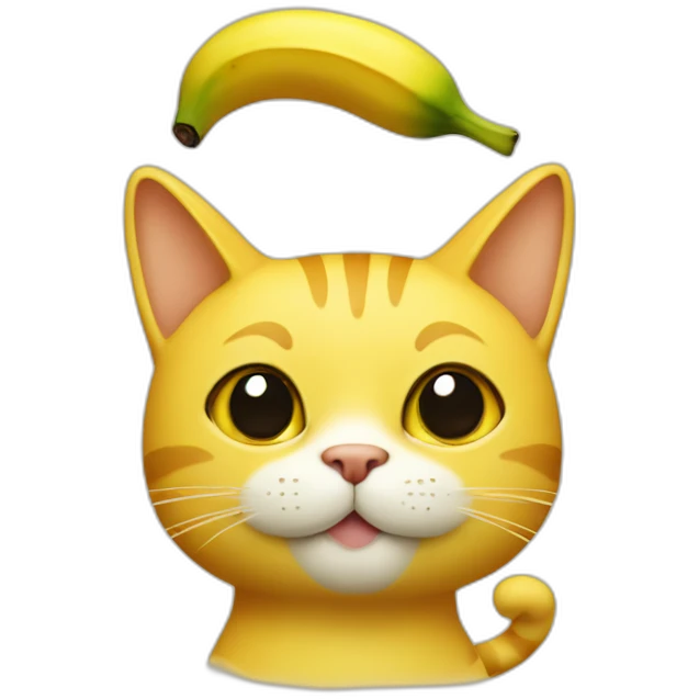 A yellow cat with a banana on his head emoji