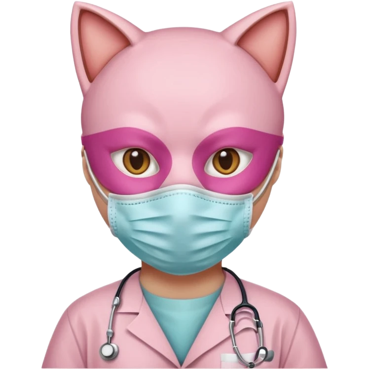 pink doctor cat, surgeon mask emoji