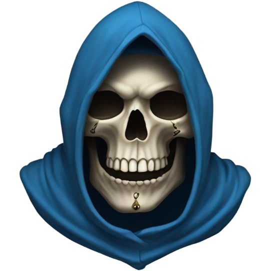 skull wearing blue hood and cloak emoji
