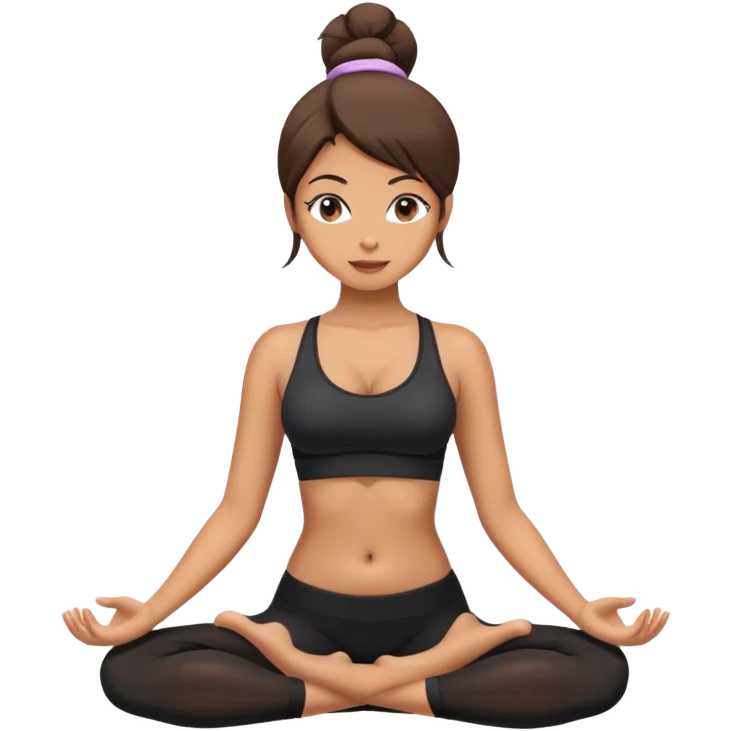 A yoga girl in black stockings with an open chest emoji
