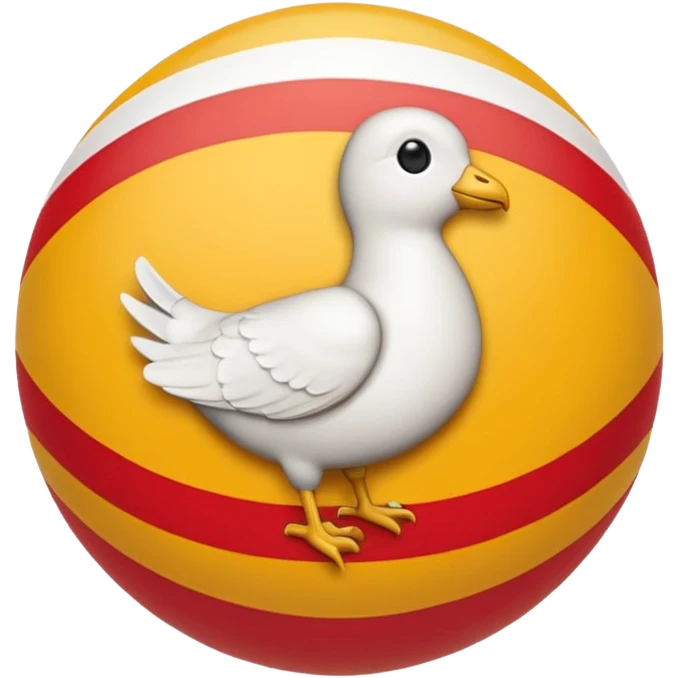 emoji inspired by Industrias Santa Coloma logo, background with Catalan senyera stripes red and yellow, central circle with white dove on golden ball with number 50, golden border, letters around emoji