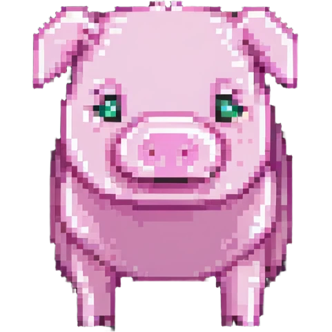 Minecraft pig, full body, pink blocky animal with square head emoji