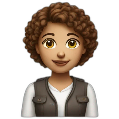developer girl with brown curly hair emoji