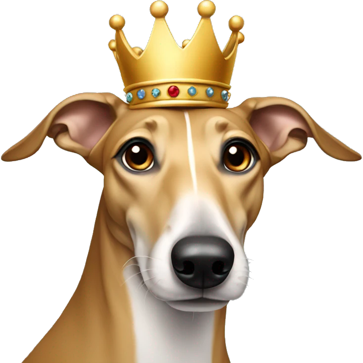 tan Greyhound with a crown emoji