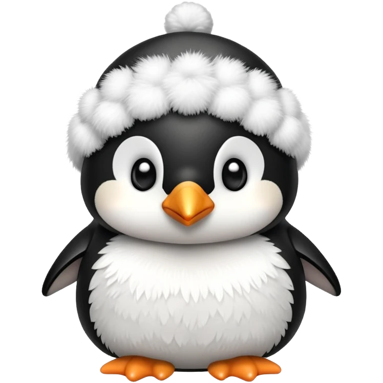 Pompom penguin with bell emoji