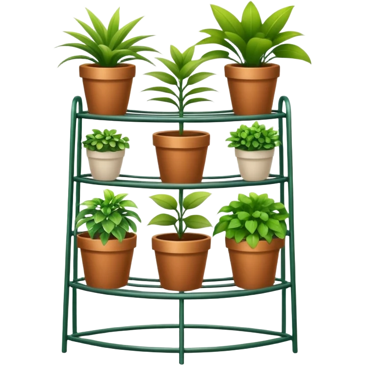 Large incongruous curved multi-tier plant rack  emoji