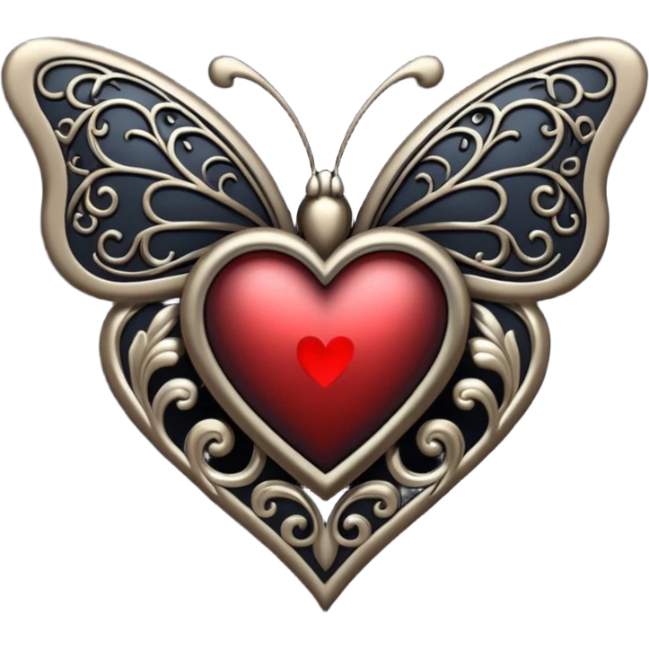 gothic heart with a dark butterfly emoji