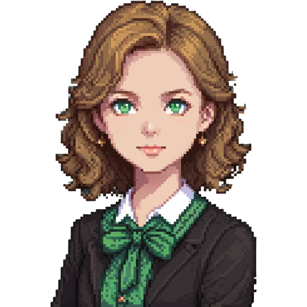 happy teacher with light brown hair and green eyes emoji