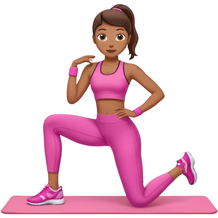medium-skinned woman doing Pilates in pink sportswear emoji
