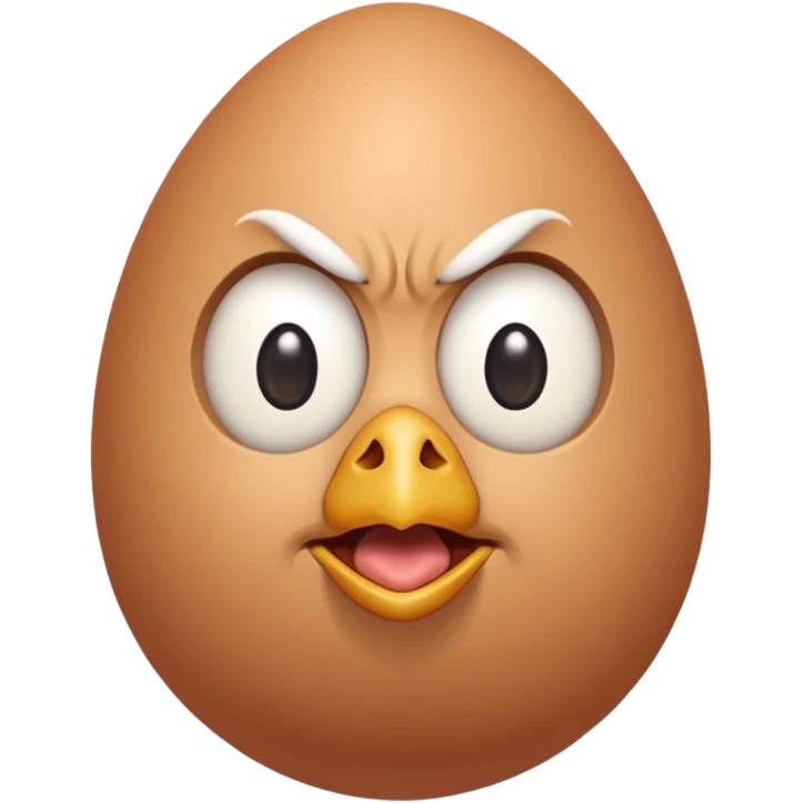 chiken egg with human mad face and feets emoji