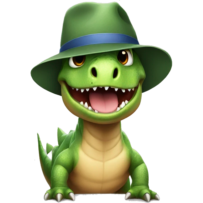 dinosaur wearing a hat emoji