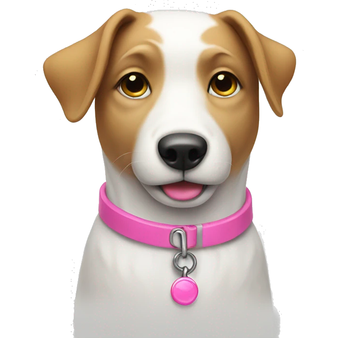 White dog with pink collar  emoji