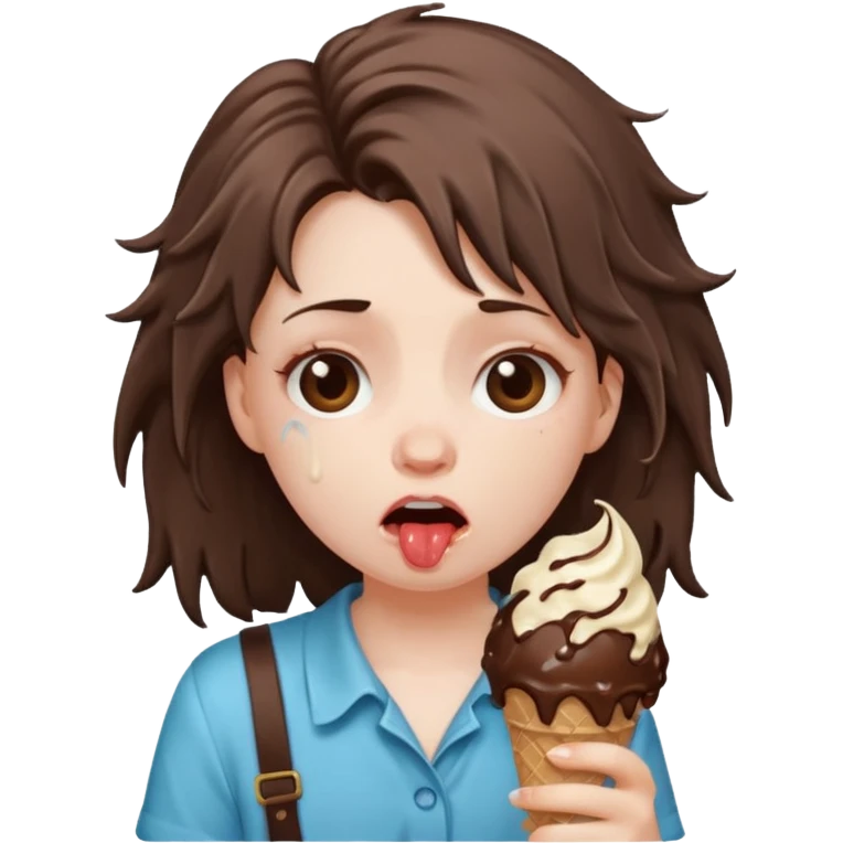 a crying girl with ice cream after heartbreak emoji
