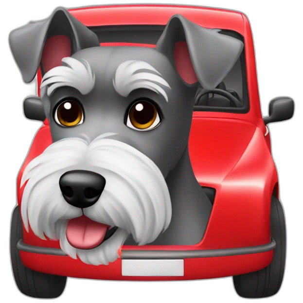 Zwergschnauzer in red car emoji