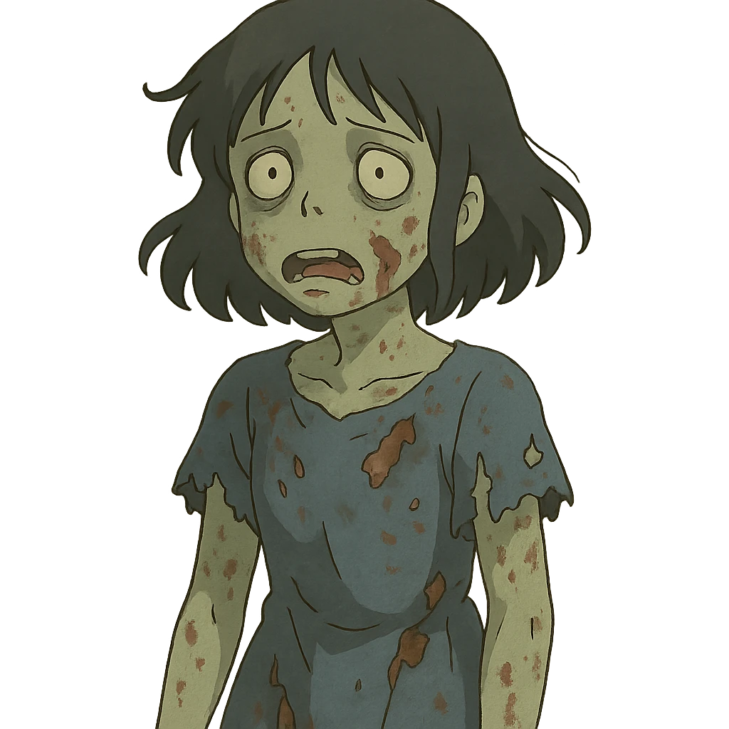 zombie girl with dark hair emoji