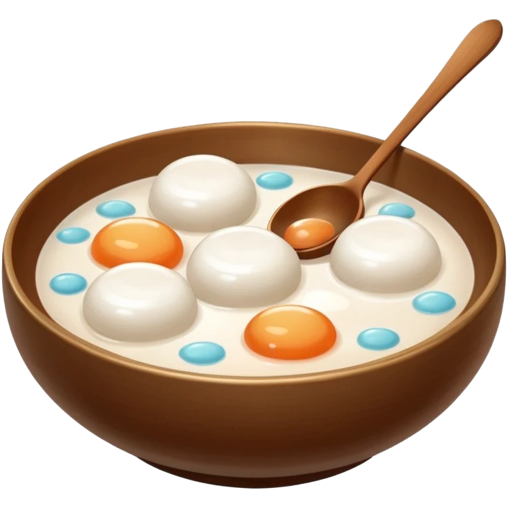 tangyuan in ceramic chinese bowl and spoon emoji