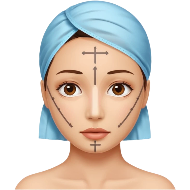 plastic surgery emoji with face and marking lines emoji